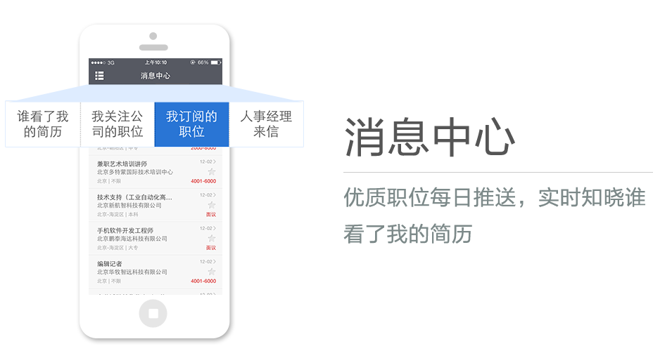 優(yōu)質(zhì)職位每日推送，實時知曉誰看了我的簡歷